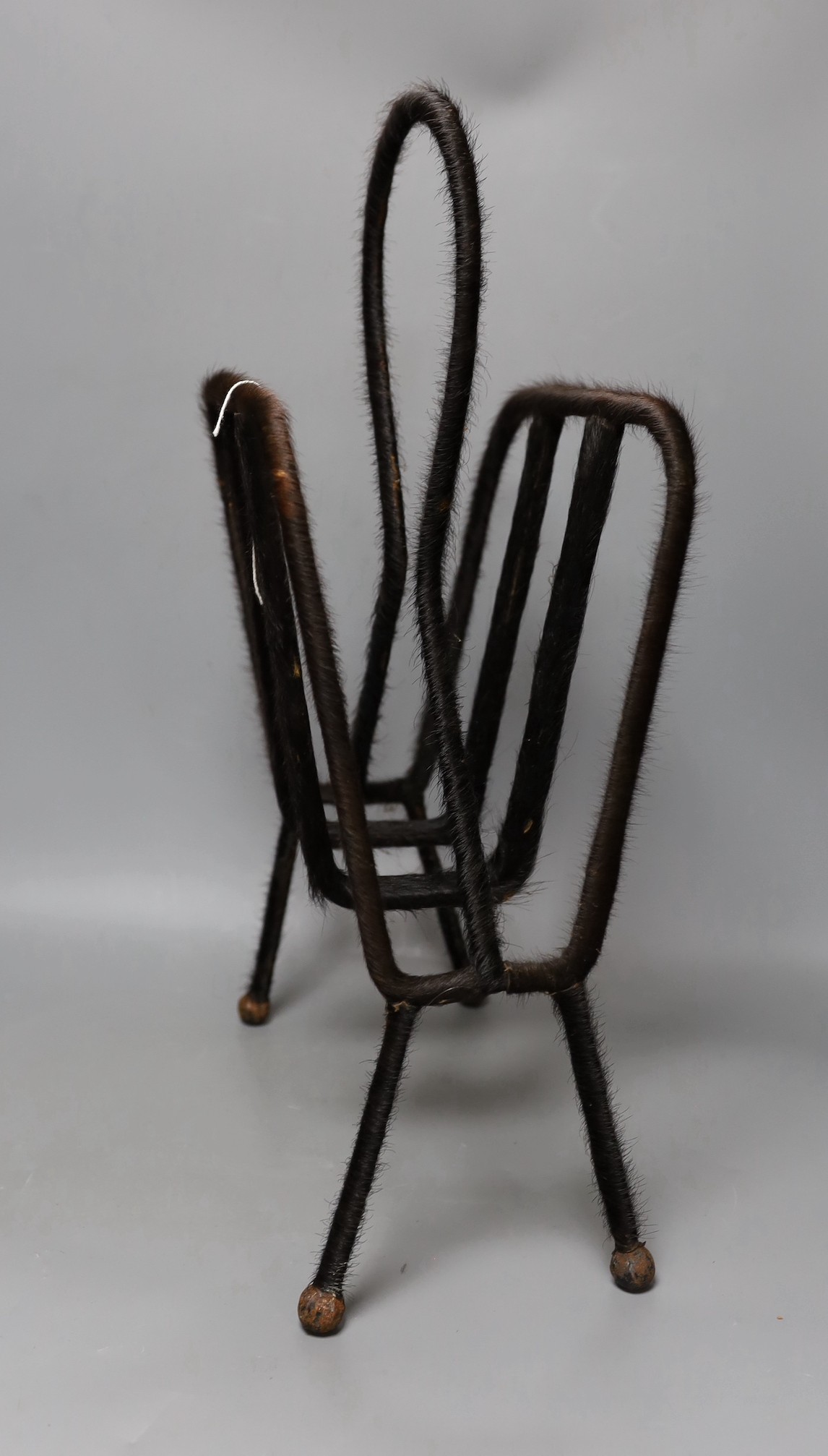 Attributed to Jacques Adnet, horse hair magazine rack